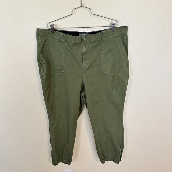 Torrid Olive Green Womens Cropped Pants 24R Cotton Feel the Fit 2X Cargo - Picture 2 of 12
